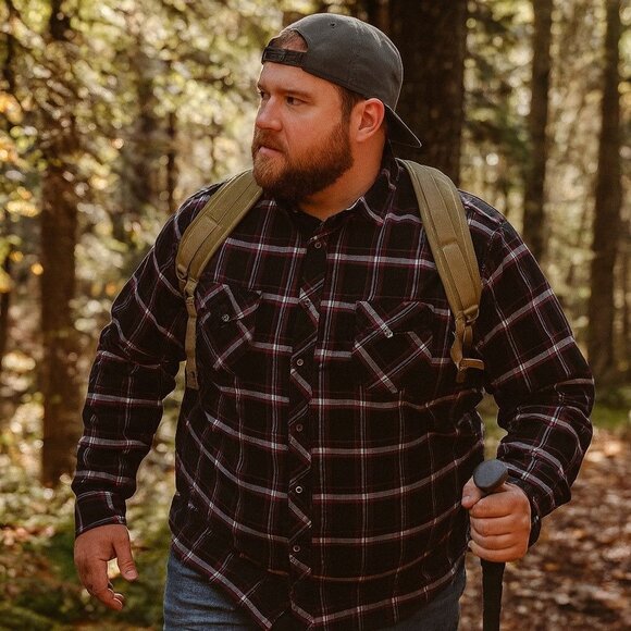 Kuhl Maverik LS Long Sleeve Button Down Shirt Men's XXL Dark Brown Red White - Picture 3 of 8